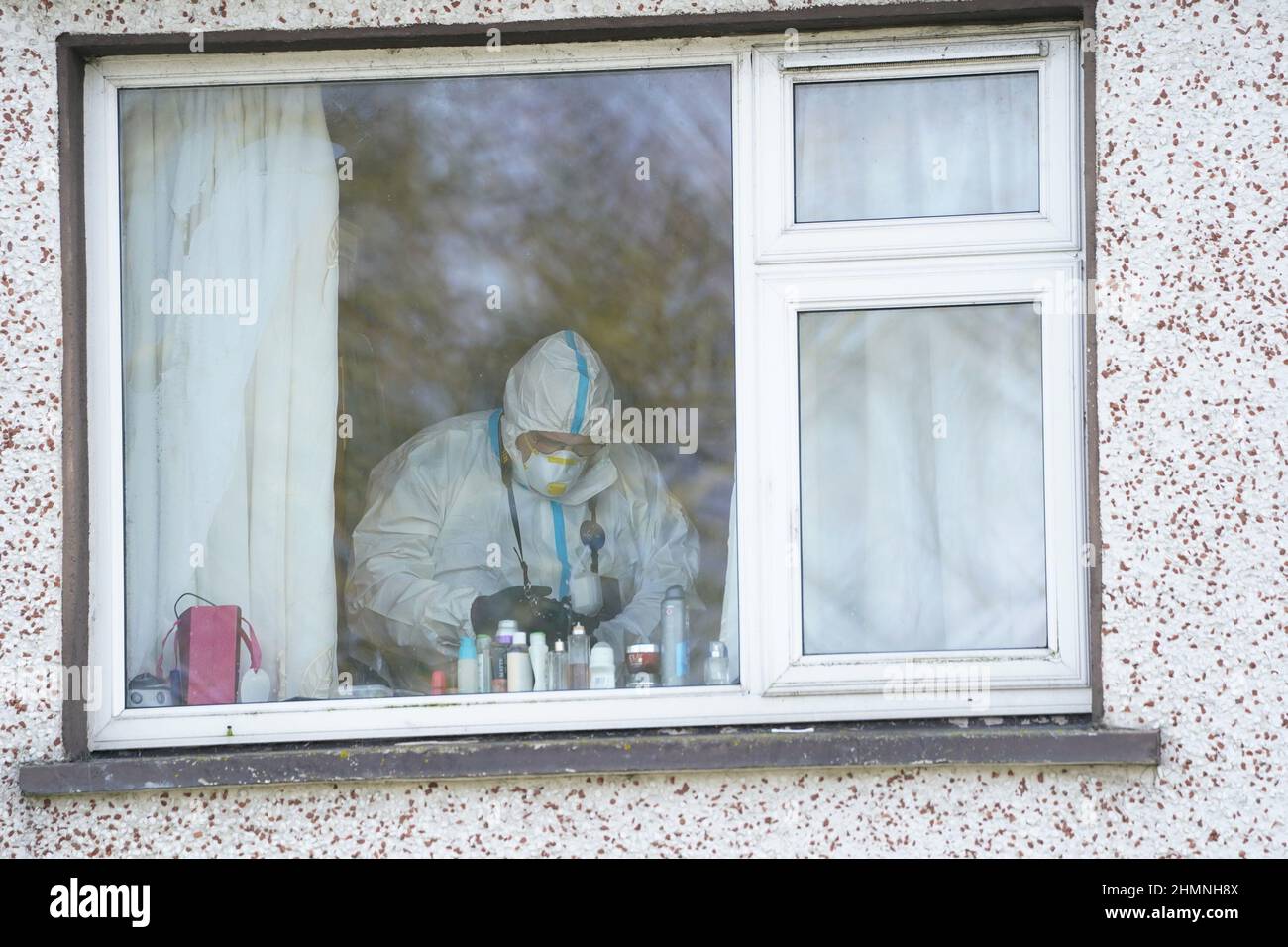 Gardai in a property in Ballyconnell, Shillelagh, Co. Wicklow, where they are investigating circumstances surrounding the fatal assault of a male that occurred at a house on Thursday evening. Picture date: Friday February 11, 2022. Stock Photo