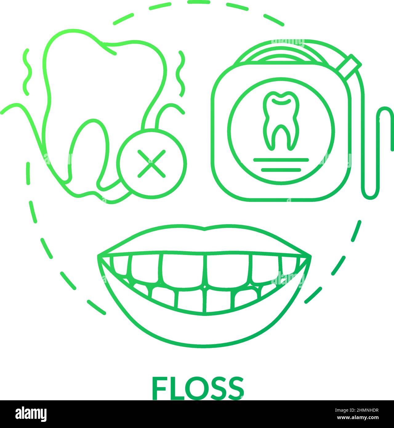 Flossing teeth green gradient concept icon Stock Vector Image & Art Alamy