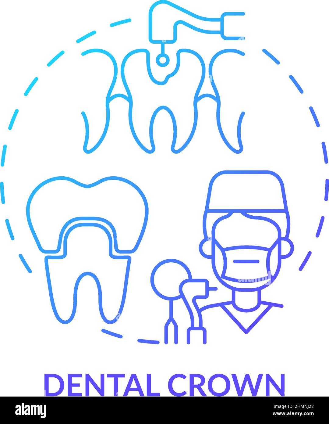 Dental crown blue gradient concept icon Stock Vector