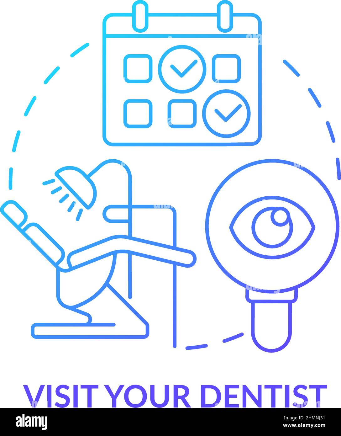 Visit dentist blue gradient concept icon Stock Vector