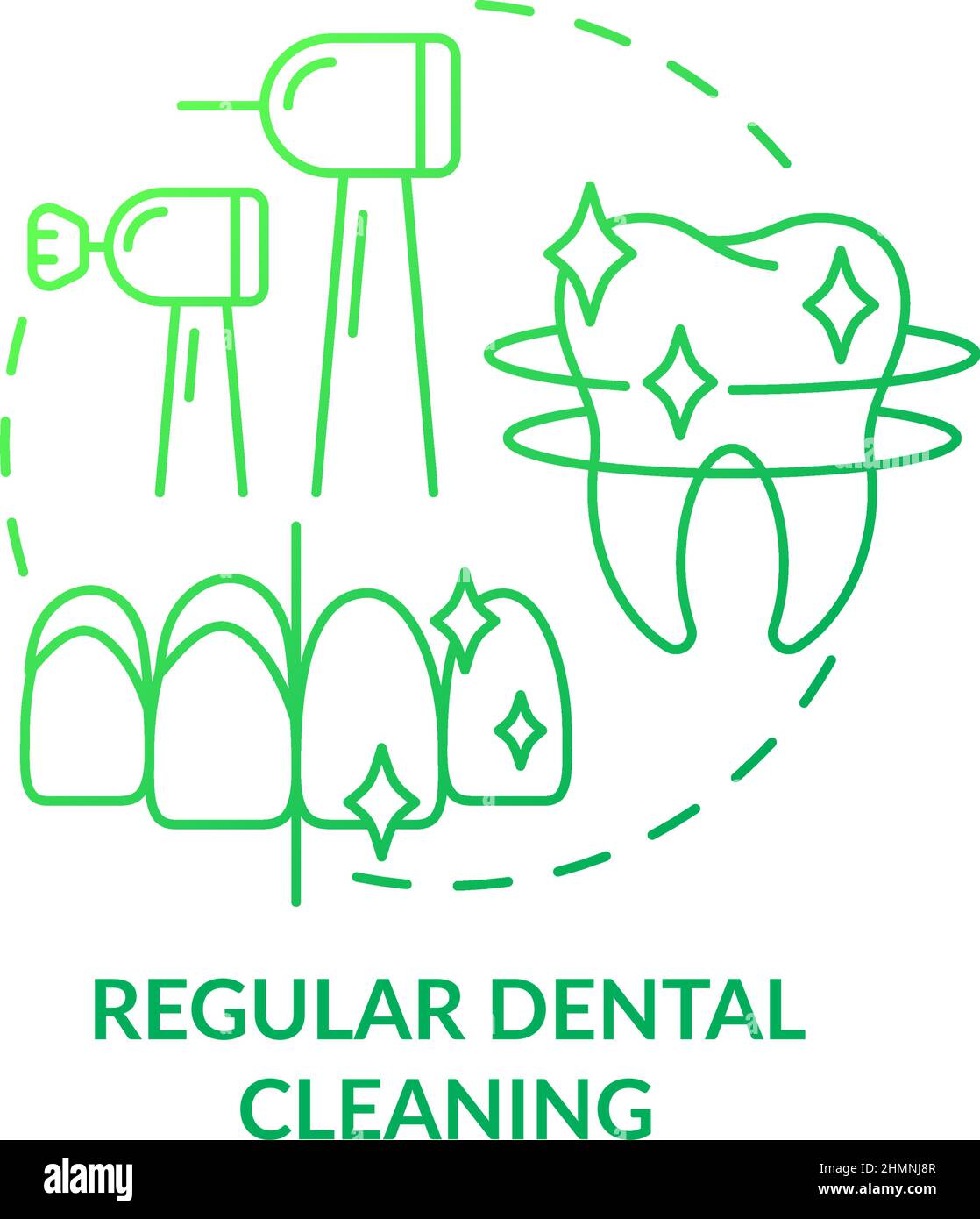 Regular dental cleaning green gradient concept icon Stock Vector
