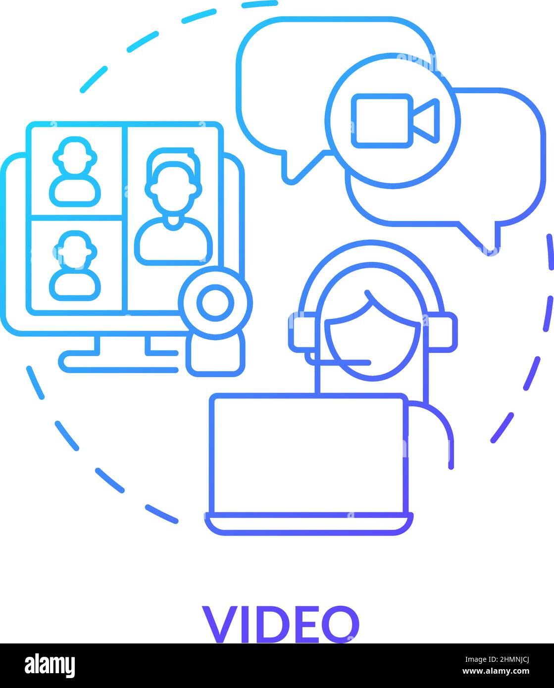 Video blue gradient concept icon Stock Vector