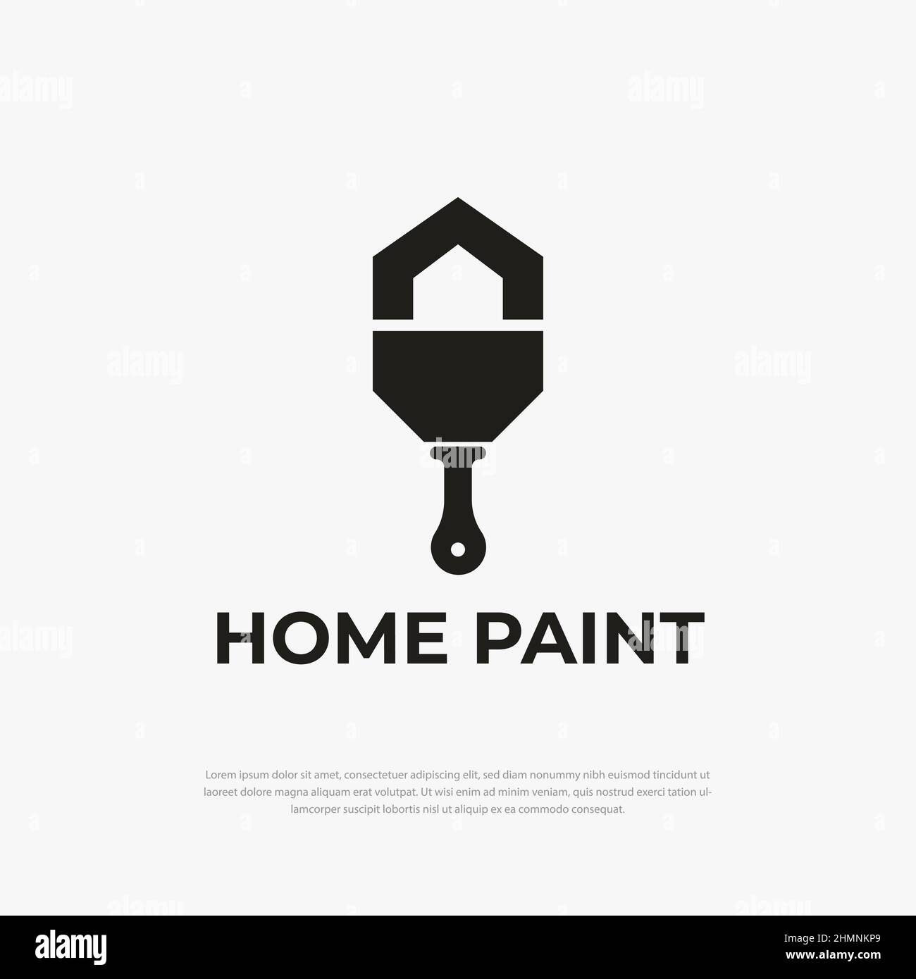 House logo with brush concept. Home renovation icon. Painting service icon. Stock Vector