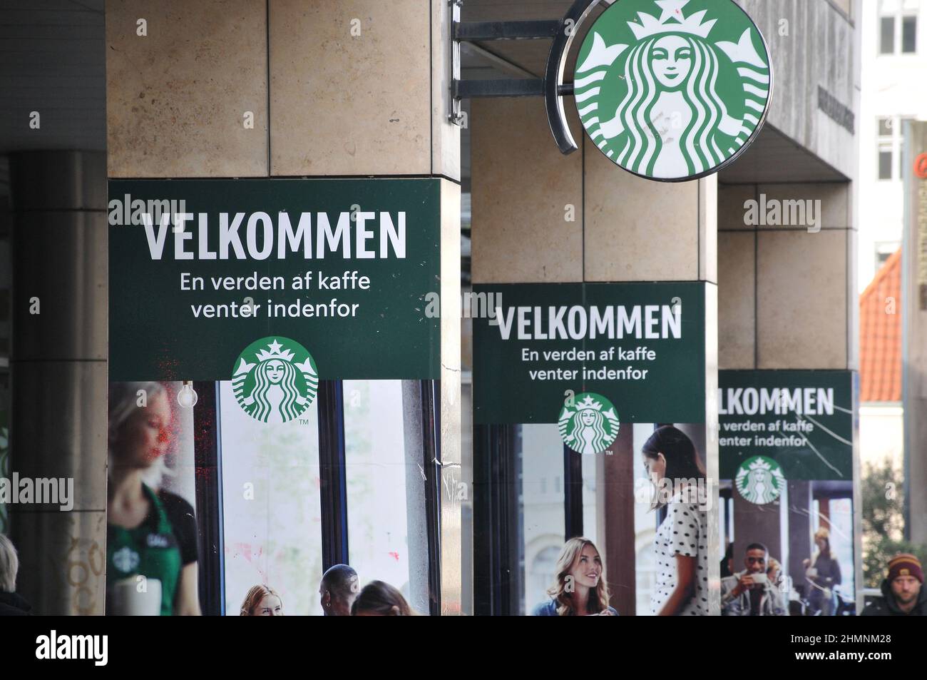 Copenhagen/Denmark./11 February 2022/. Seattle coffee chain Starbucks coffee cafe in danish