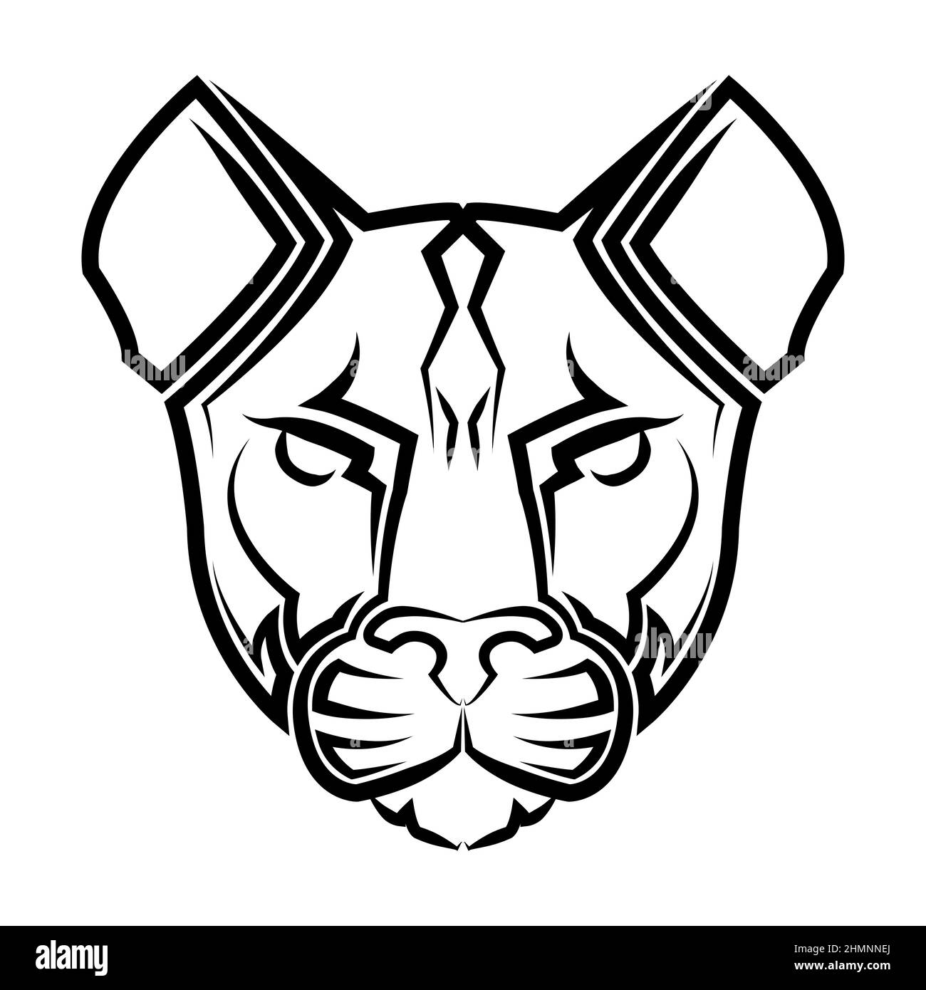 Black and white line art of cougar head Good use for symbol mascot icon avatar tattoo T Shirt design logo or any design. Stock Vector