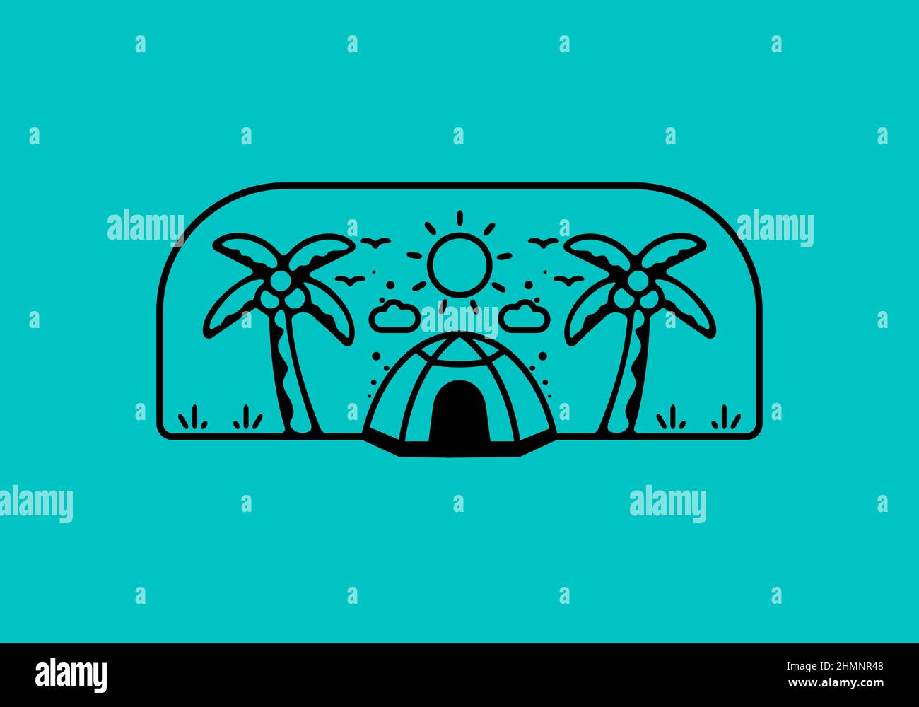 Line art illustration of camping tent design Stock Vector Image & Art ...