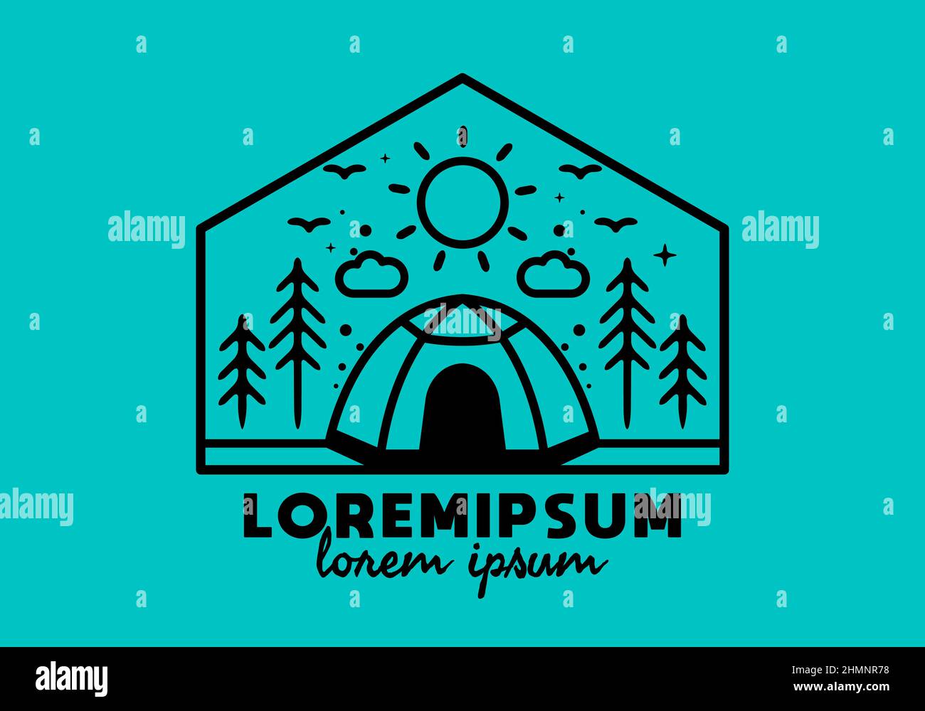 Line art illustration of camping tent design Stock Vector Image & Art ...