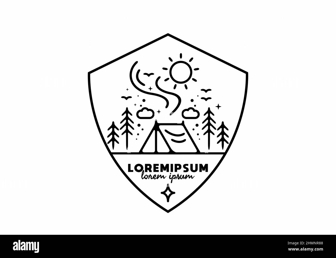 Line art illustration of camping tent design Stock Vector Image & Art ...