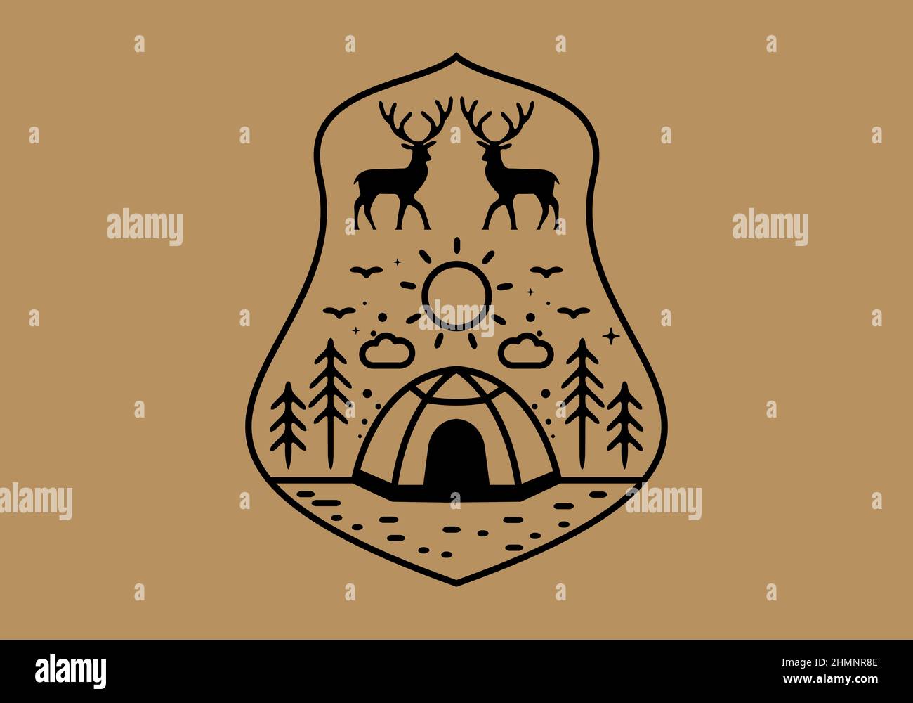 Line art illustration of camping tent design Stock Vector Image & Art ...