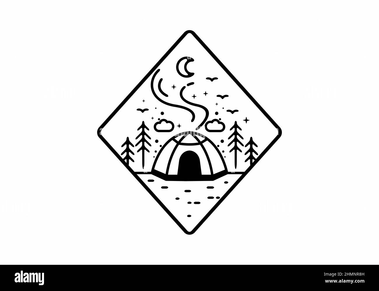 Line art illustration of camping tent design Stock Vector Image & Art ...