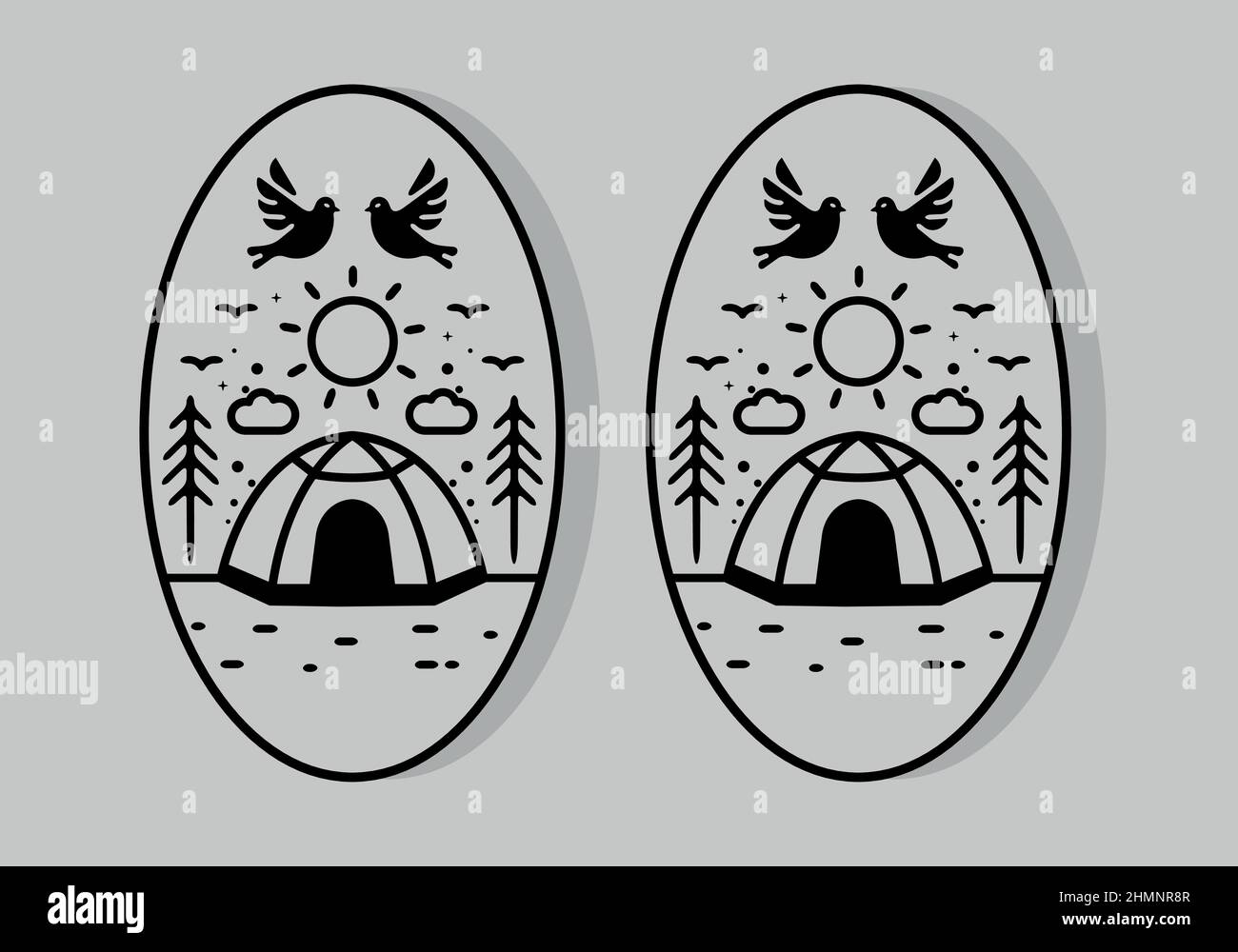 Line art illustration of camping tent design Stock Vector Image & Art ...