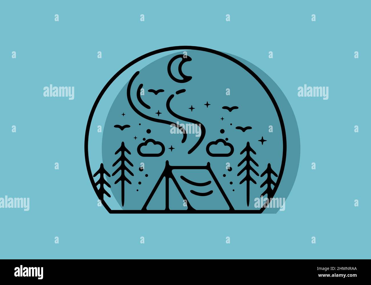Line art illustration of camping tent design Stock Vector Image & Art ...