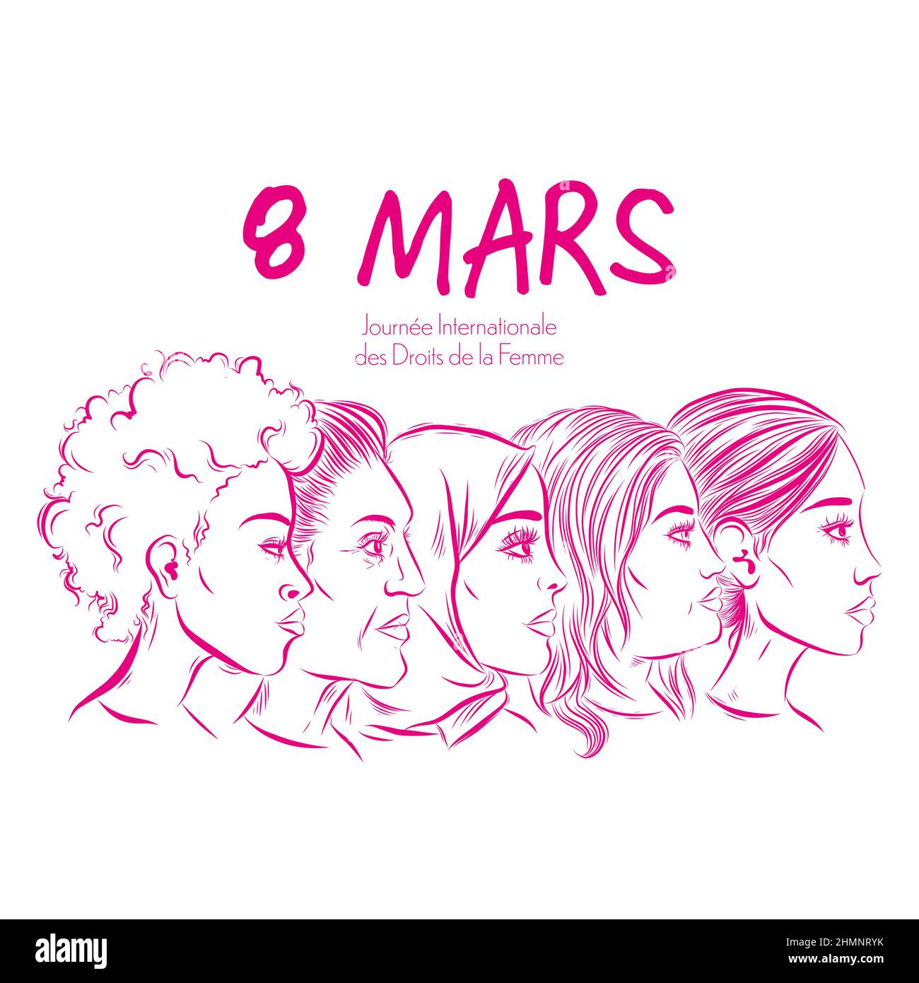 French International women rights day illustration banner Stock Photo