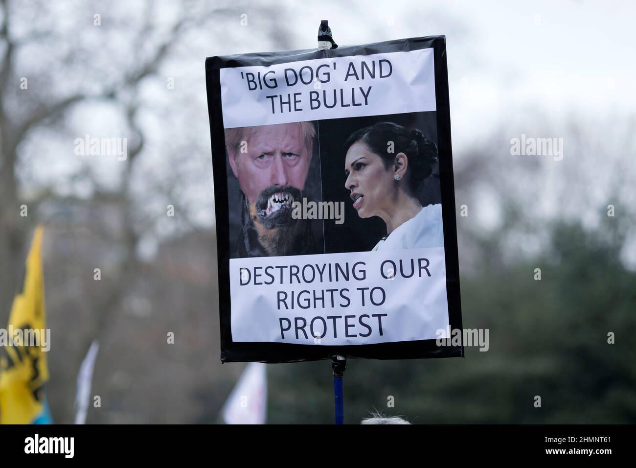 Participants gather and march during a Kill The Bill rally against the Police, Crime, Sentencing and Courts Bill in central London. Stock Photo