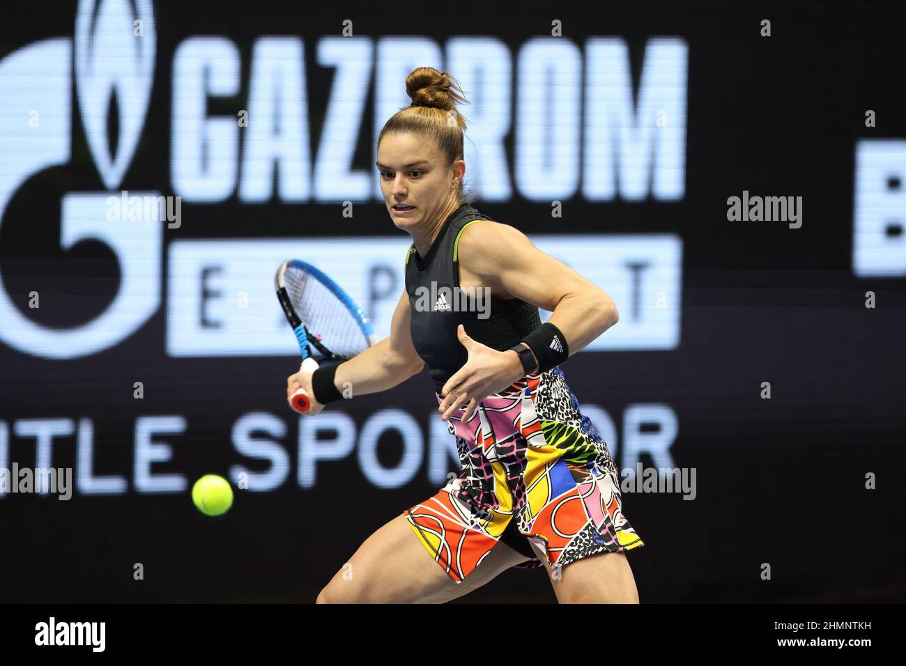Maria Sakkari of Greece plays against Elise Mertens of Belgium during the St