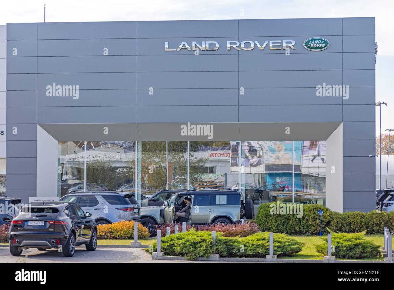 Belgrade, Serbia November 03, 2021 British Motors Company Land Rover Dealership at Belgrade