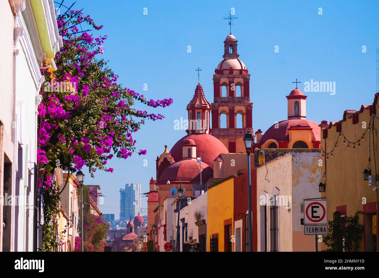 Colorful streets of the Historic centre of Queretaro Mexico Stock Photo