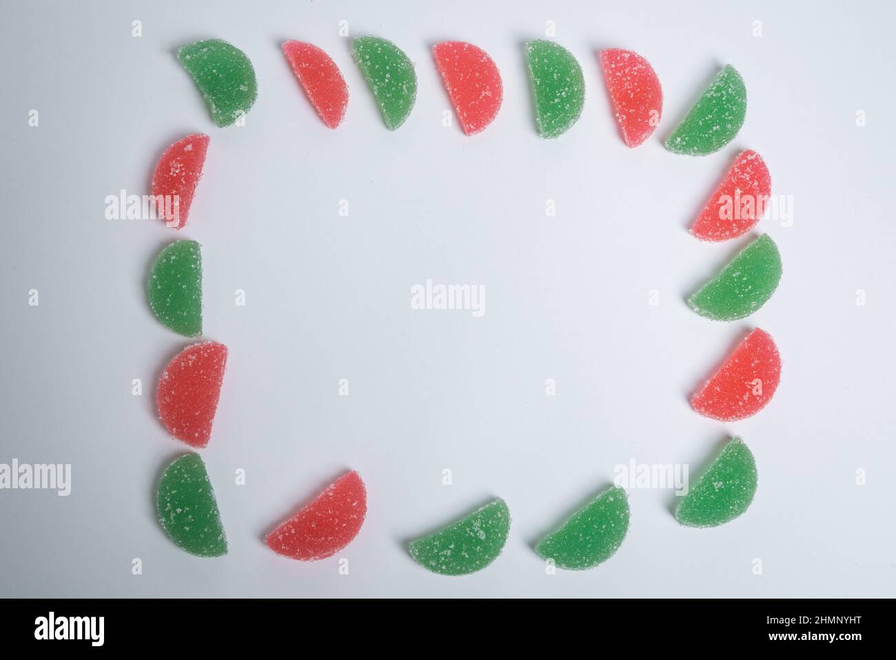 frame of colorful jelly candies isolated on white background Stock ...