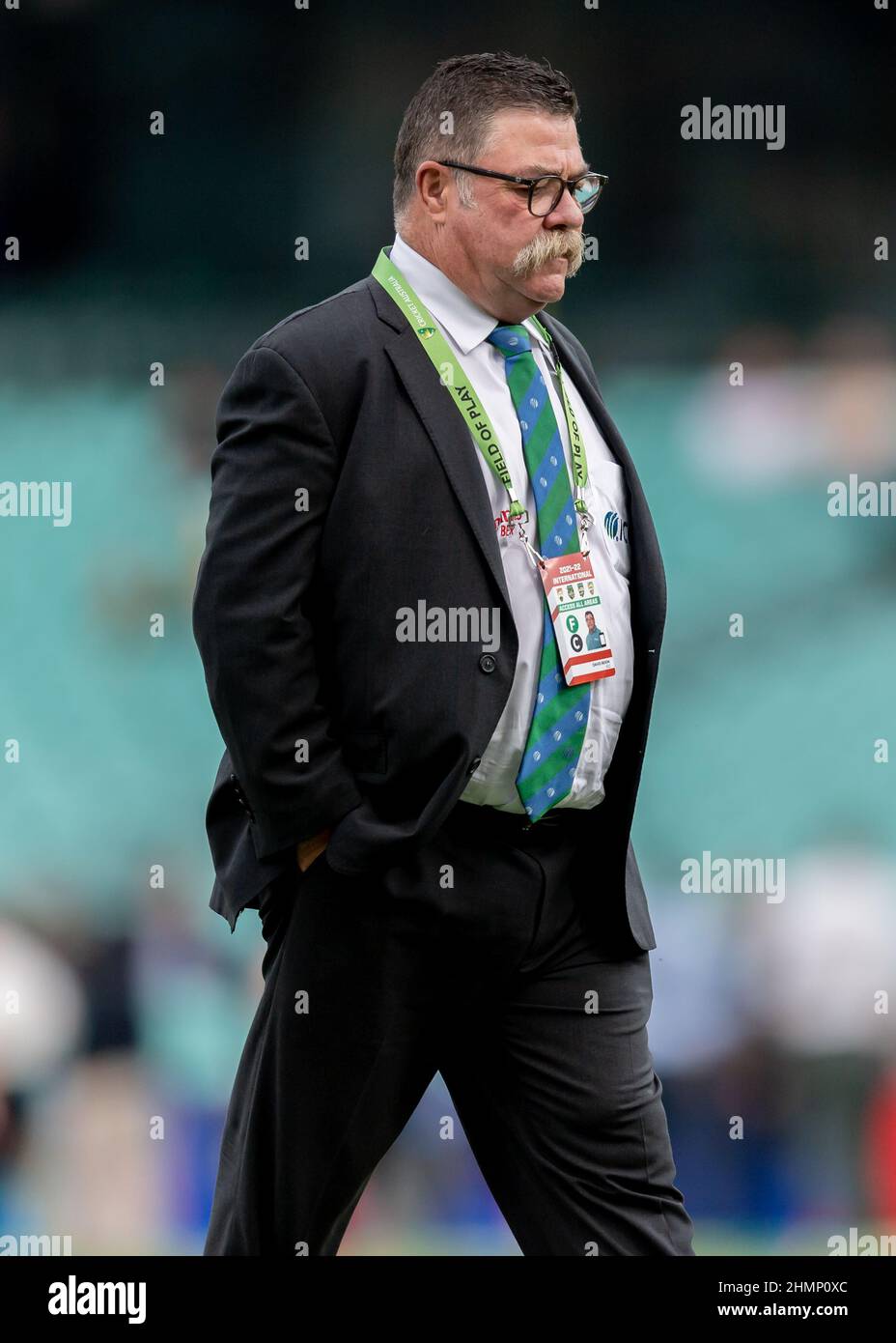 Sydney, Australia. 11th Feb, 2022. ICC Match Referee David Boon during game one in the T20 International series between Australia and Sri Lanka at Sydney Cricket Ground on February 11, 2022 in Sydney, Australia. (Editorial use only) Credit: Izhar Ahmed Khan/Alamy Live News/Alamy Live News Stock Photo