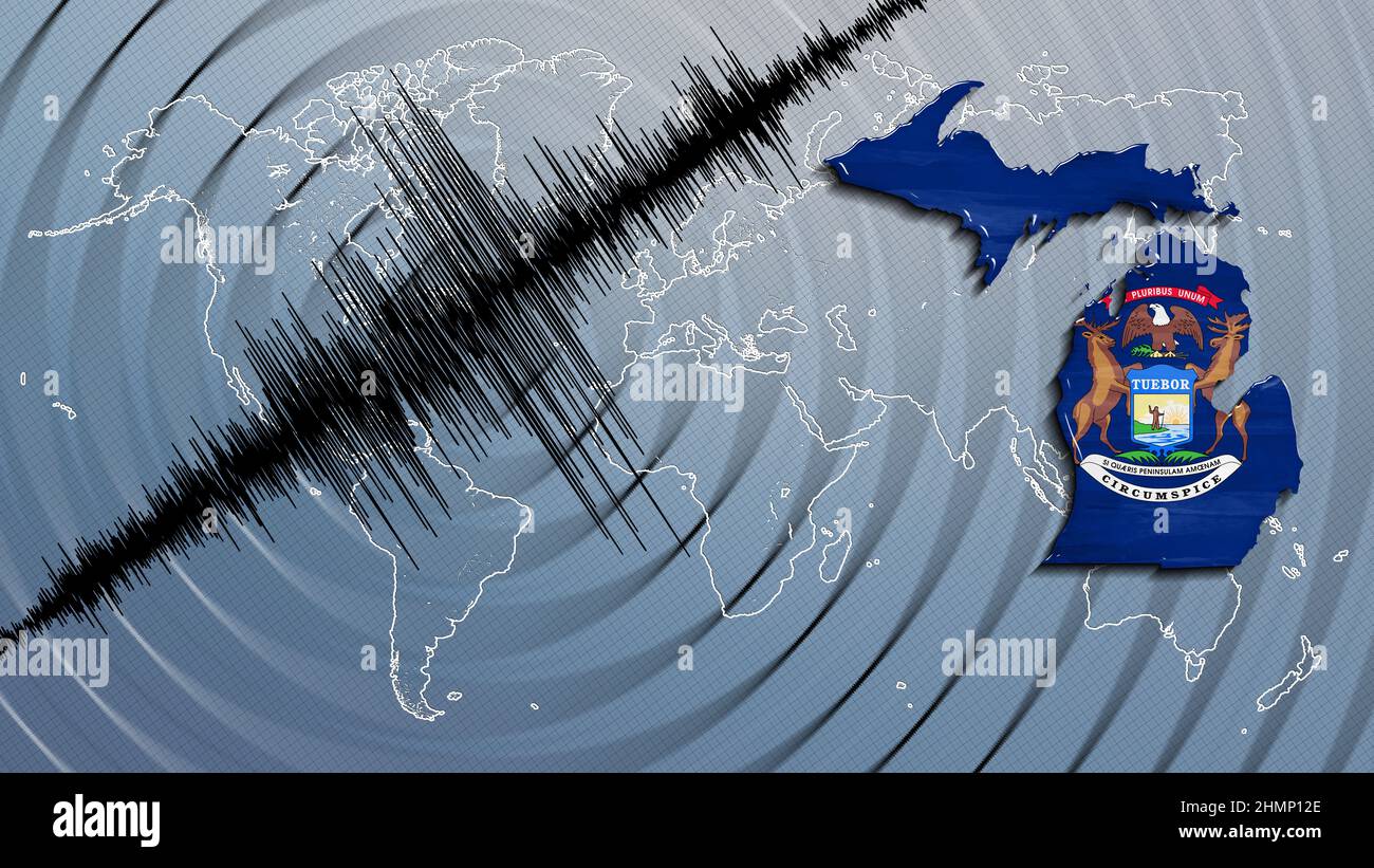Seismic activity earthquake Michigan map Richter scale Stock Photo Alamy
