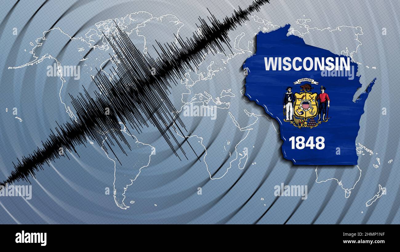 Seismic activity earthquake Wisconsin map Richter scale Stock Photo - Alamy