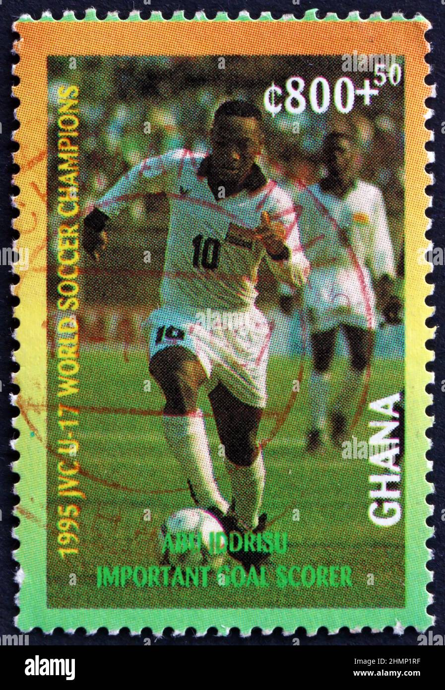 GHANA - CIRCA 1997: a stamp printed in Ghana shows Abu Idorisu, soccer player, circa 1997 Stock Photo