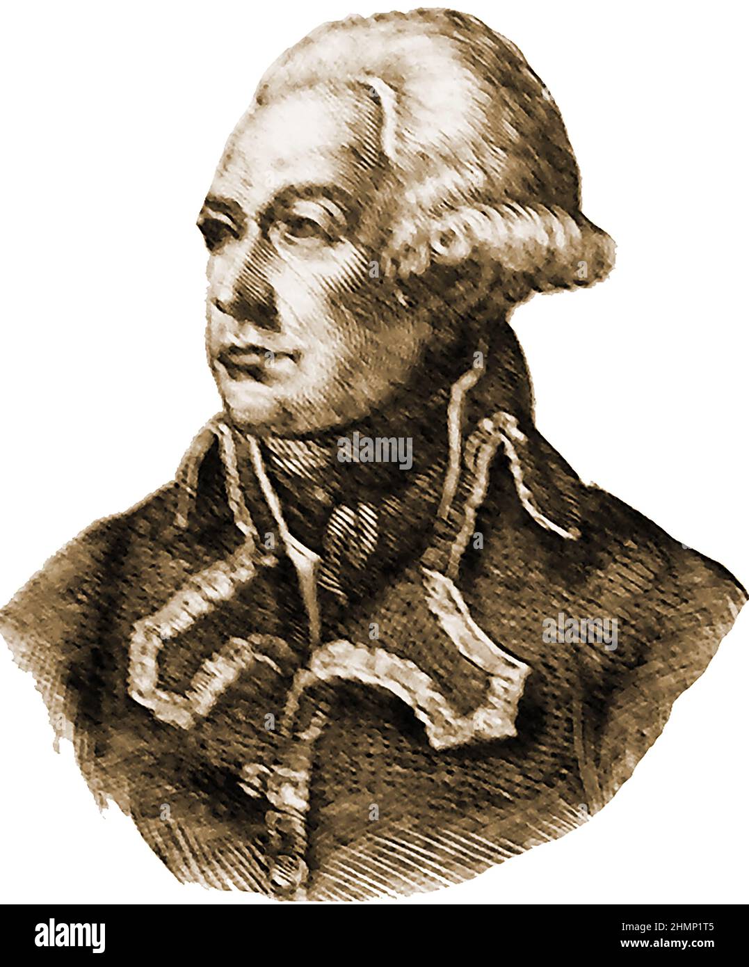 A 19th century portrait of French General Dumouries aka  Charles François Dumouriez ,Charles Francois Duperrier,Charles François du Perrier du Mouriez.(1739 – 1823). He was a French general during the French Revolutionary Wars. Dumouriez is one of the names inscribed under the Arc de Triomphe.  He died aged 84 on the 14 March 1823 in the village of Turville, Buckinghamshire, United Kingdom Stock Photo
