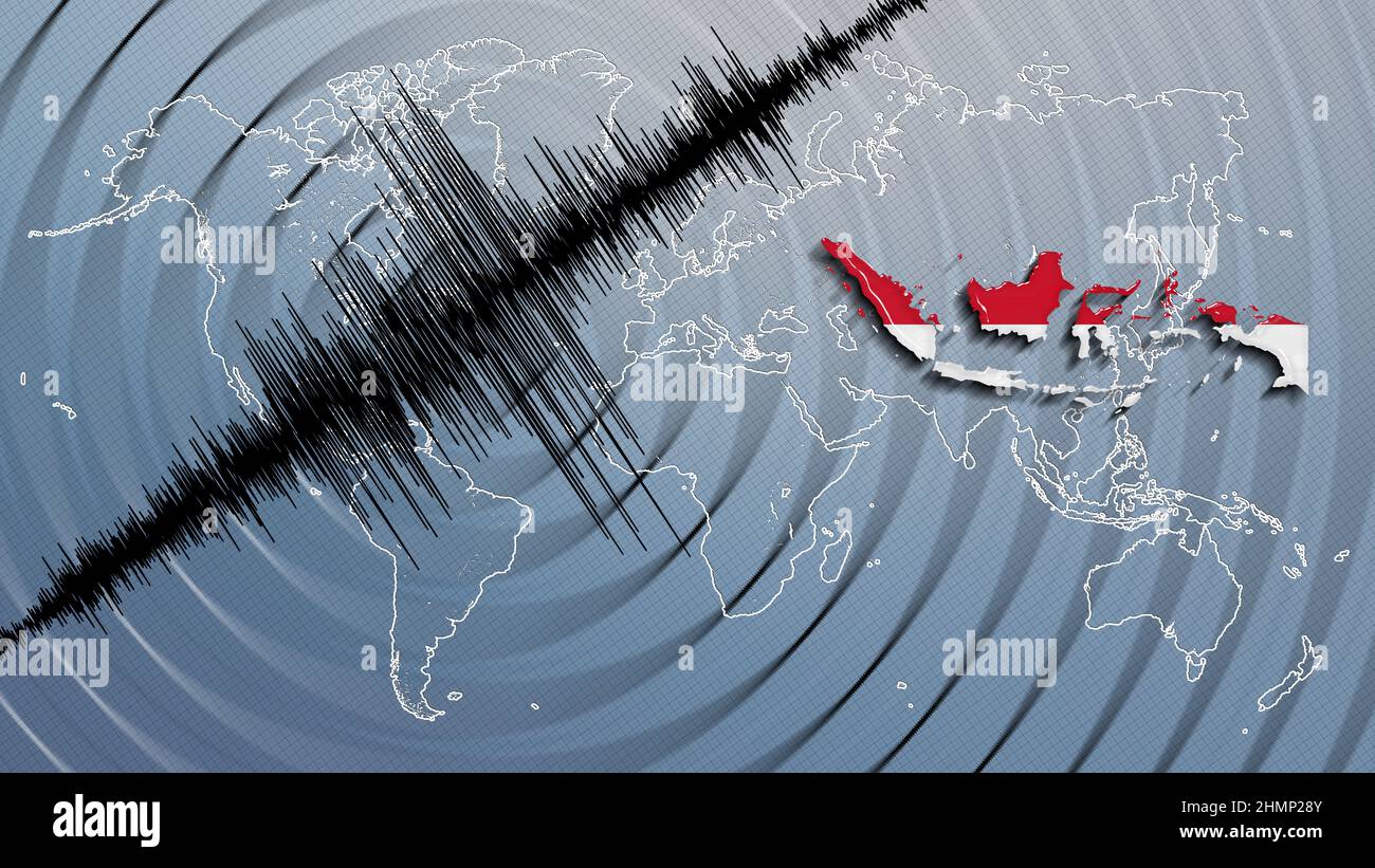 Seismic activity earthquake Indonesia map Richter scale Stock Photo - Alamy