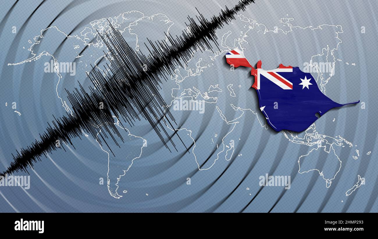 Seismic activity earthquake Heard Island and McDonald Islands map Richter scale Stock Photo