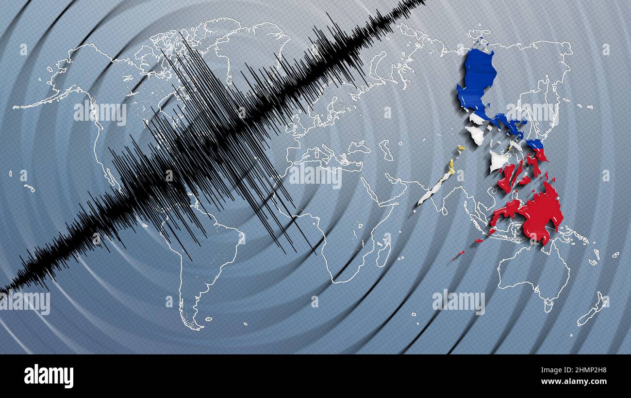 Seismic activity earthquake Philippines map Richter scale Stock Photo ...