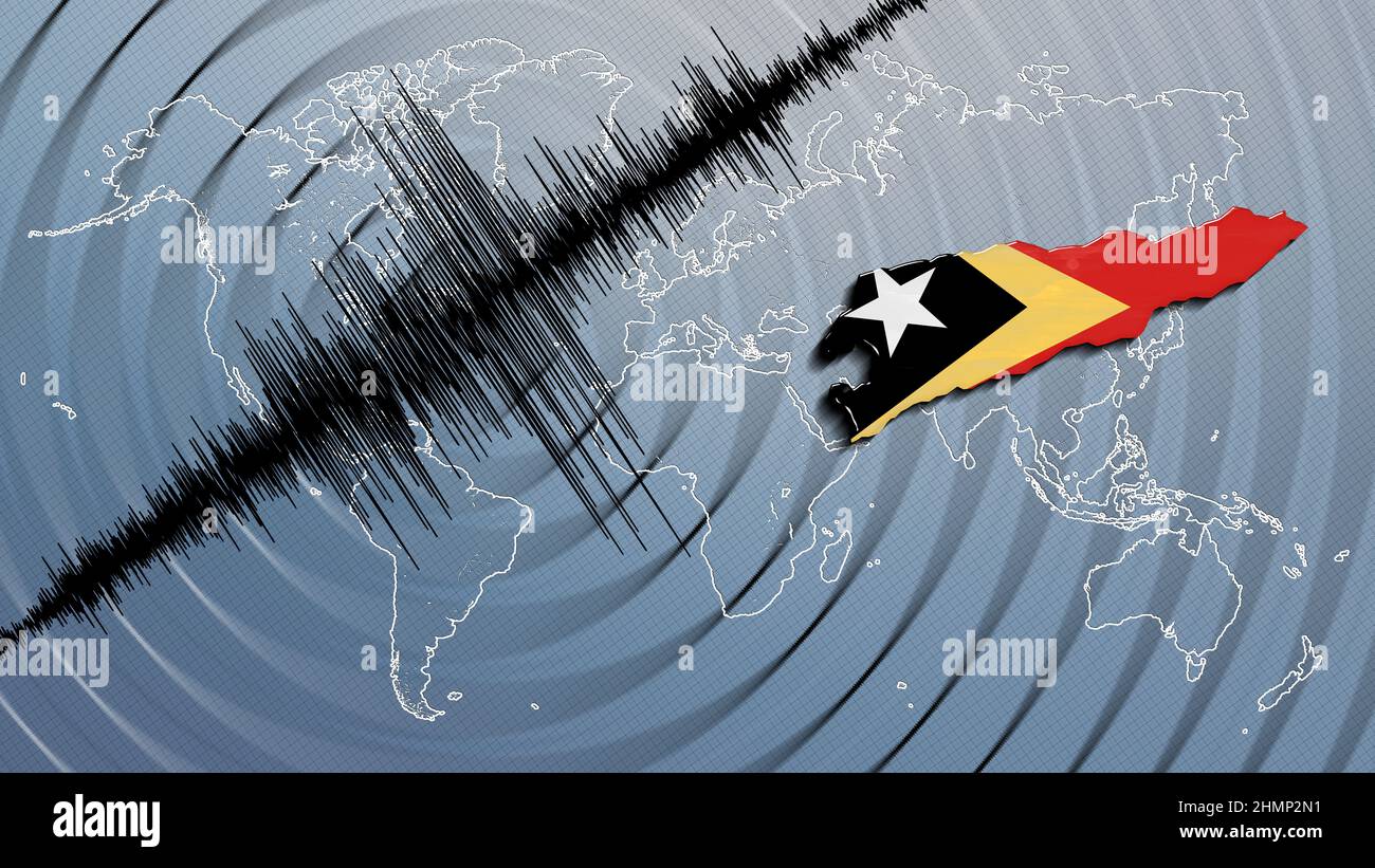 Seismic activity earthquake Timor Leste map Richter scale Stock Photo