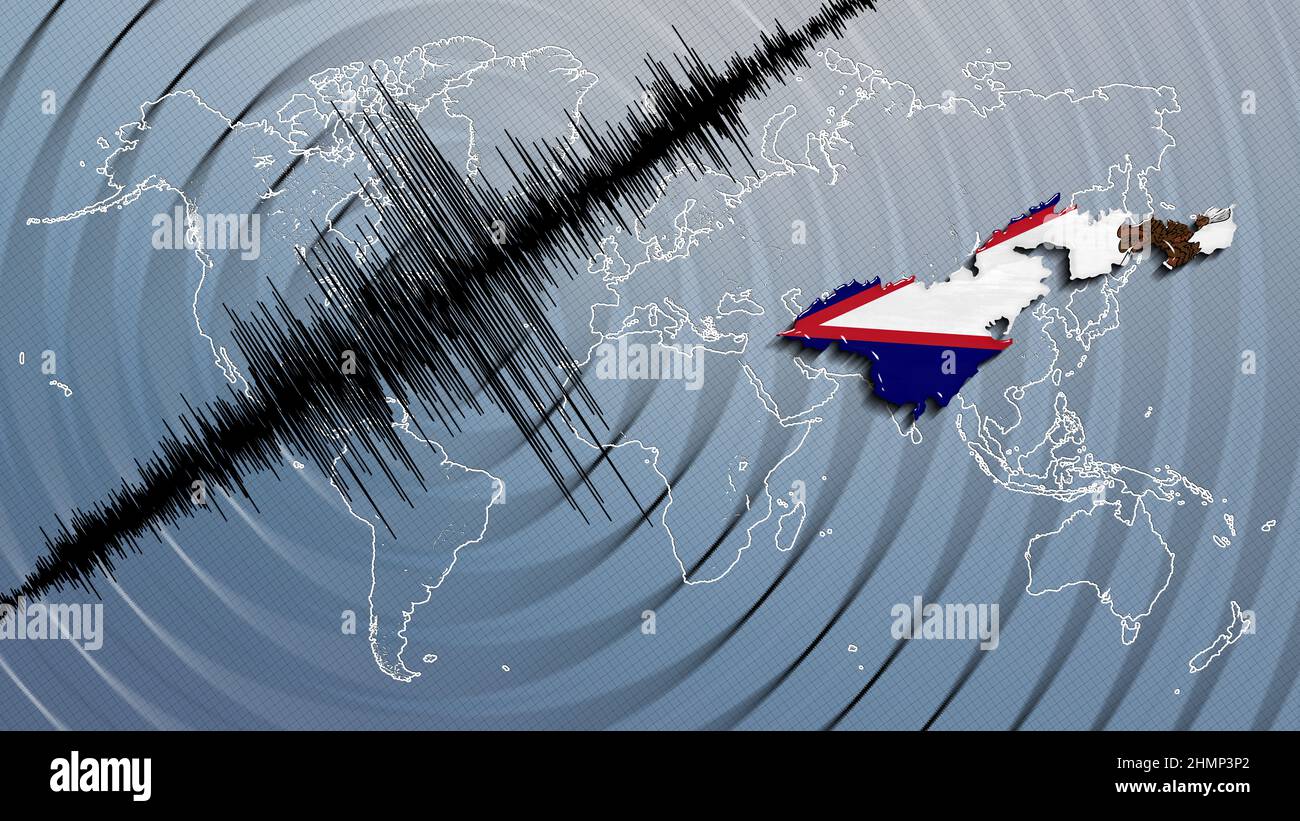Seismic activity earthquake American Samoa map Richter scale Stock Photo