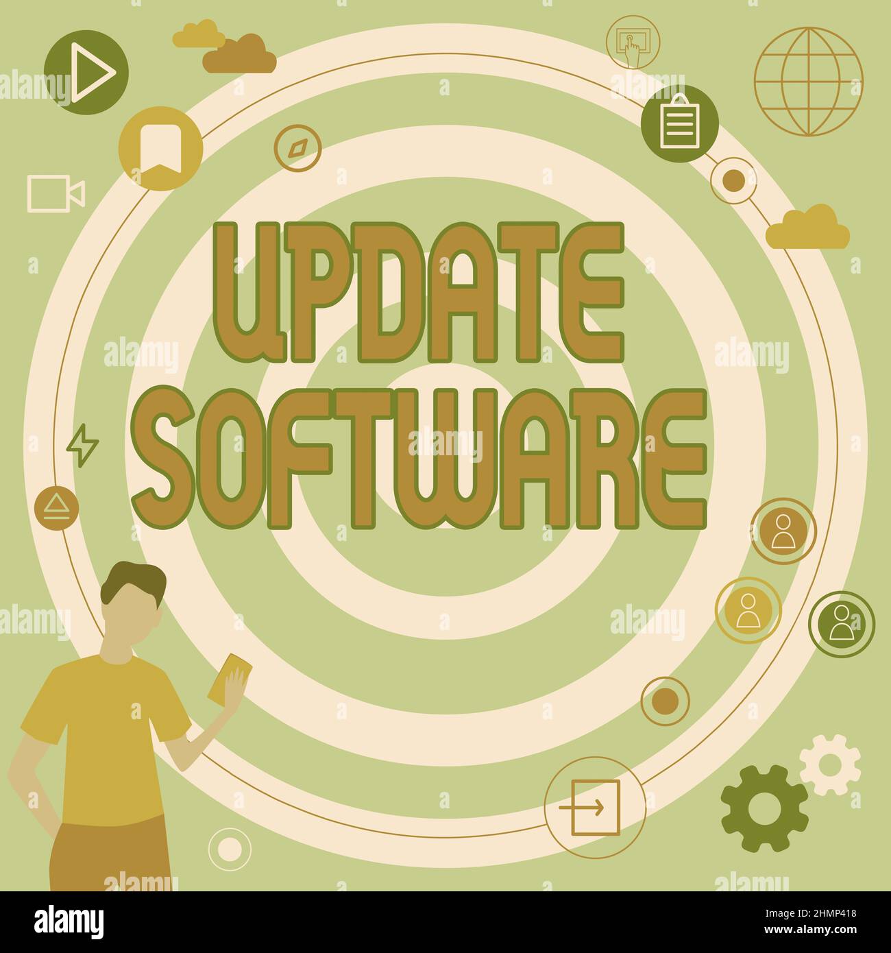 Hand writing sign Update Software. Business showcase replacing program ...