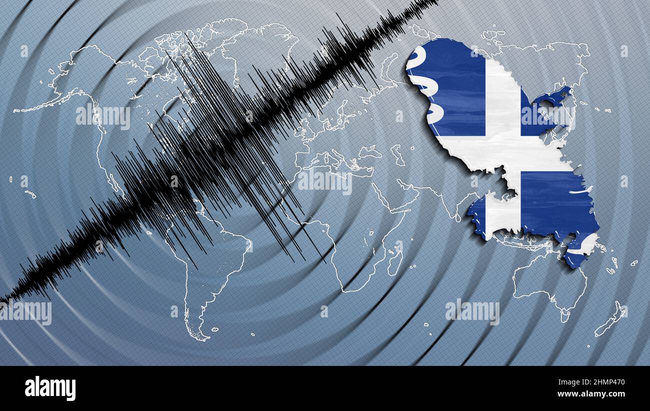 Seismic activity earthquake Martinique map Richter scale Stock Photo