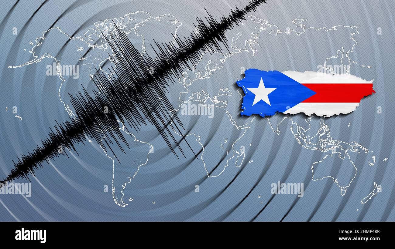 Earthquake Risk Puerto Rico Seismic activity earthquake Puerto Rico map Richter scale Stock Photo ...