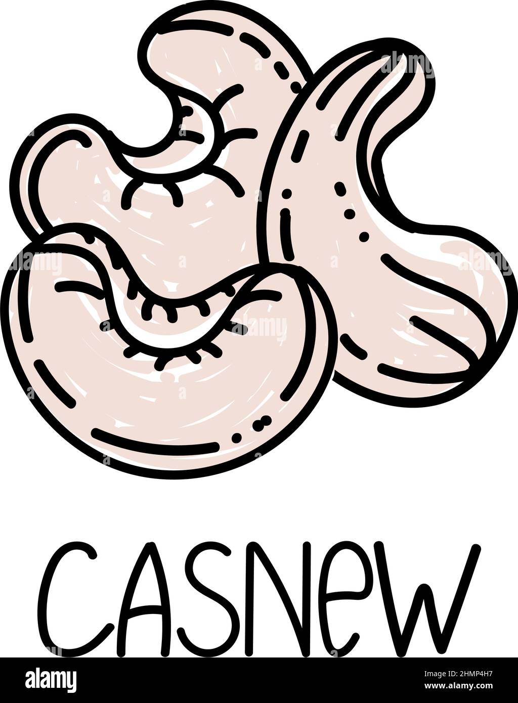 Cashew, handdrawn doodle style element. Logo and emblem packaging