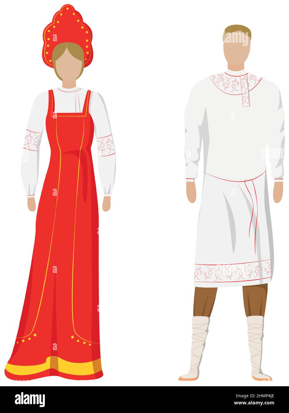 A girl and a man in Russian folk national holiday costumes - Vector  illustration Stock Vector Image & Art - Alamy