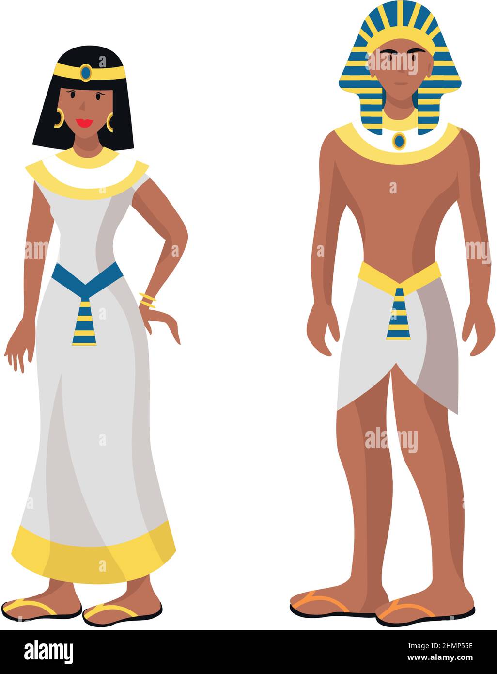 Girl and man in Egyptian folk national festive costumes - Vector illustration Stock Vector