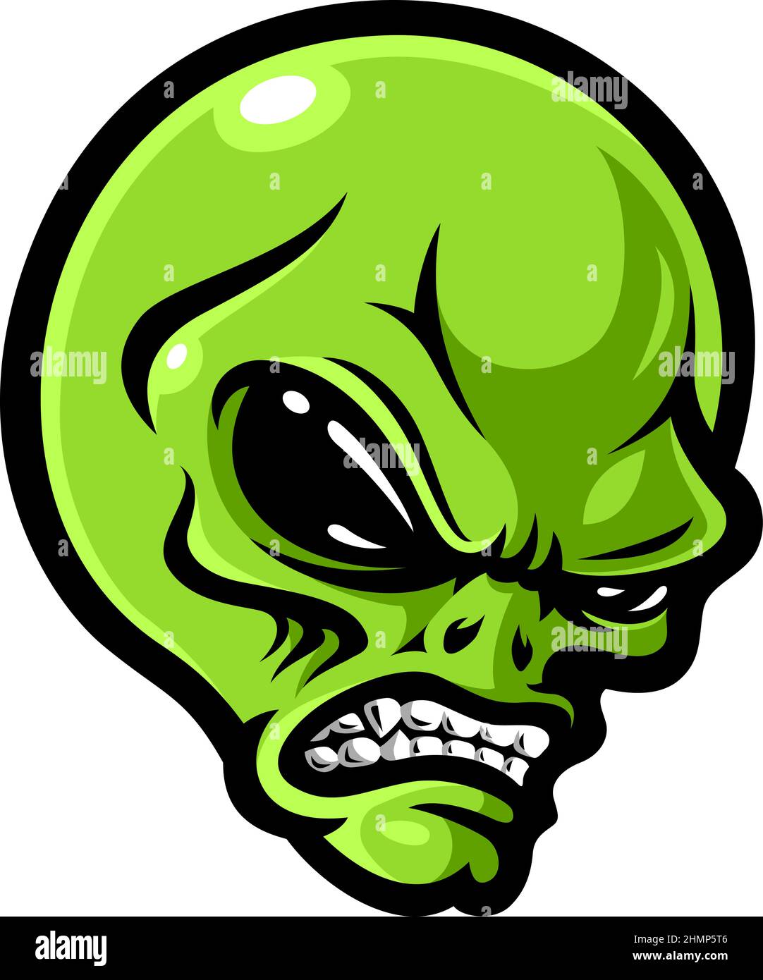 Head of Angry Alien Mascot Character Stock Vector