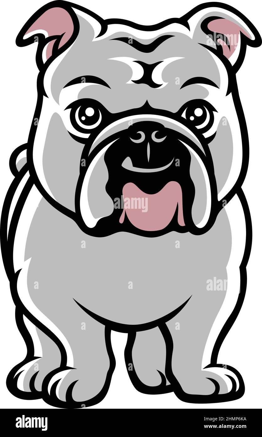 Cute English Bulldog Cartoon Character Design Stock Vector