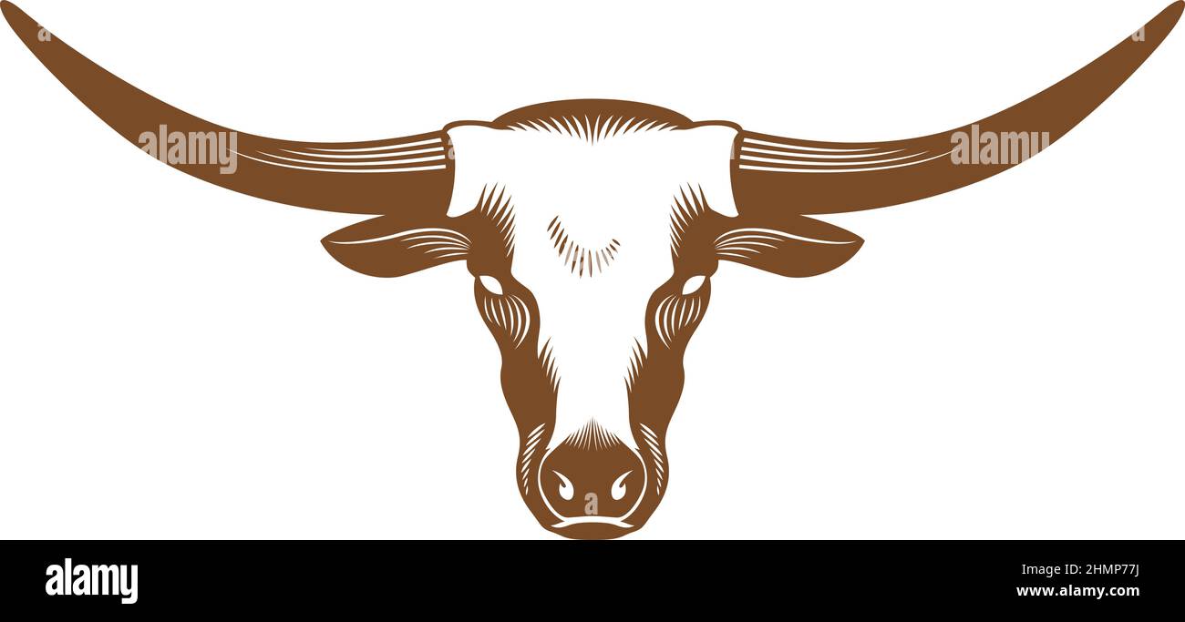 Cow head with long horn vector Stock Vector Image & Art - Alamy