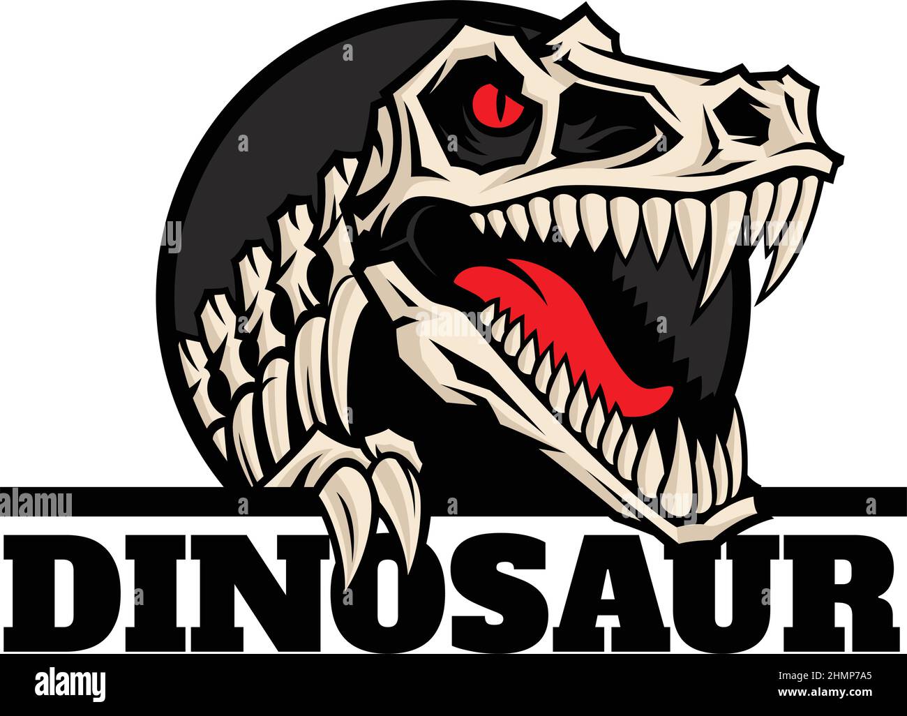 Tyrannosaurus T Rex Skeleton Logo Design Stock Vector