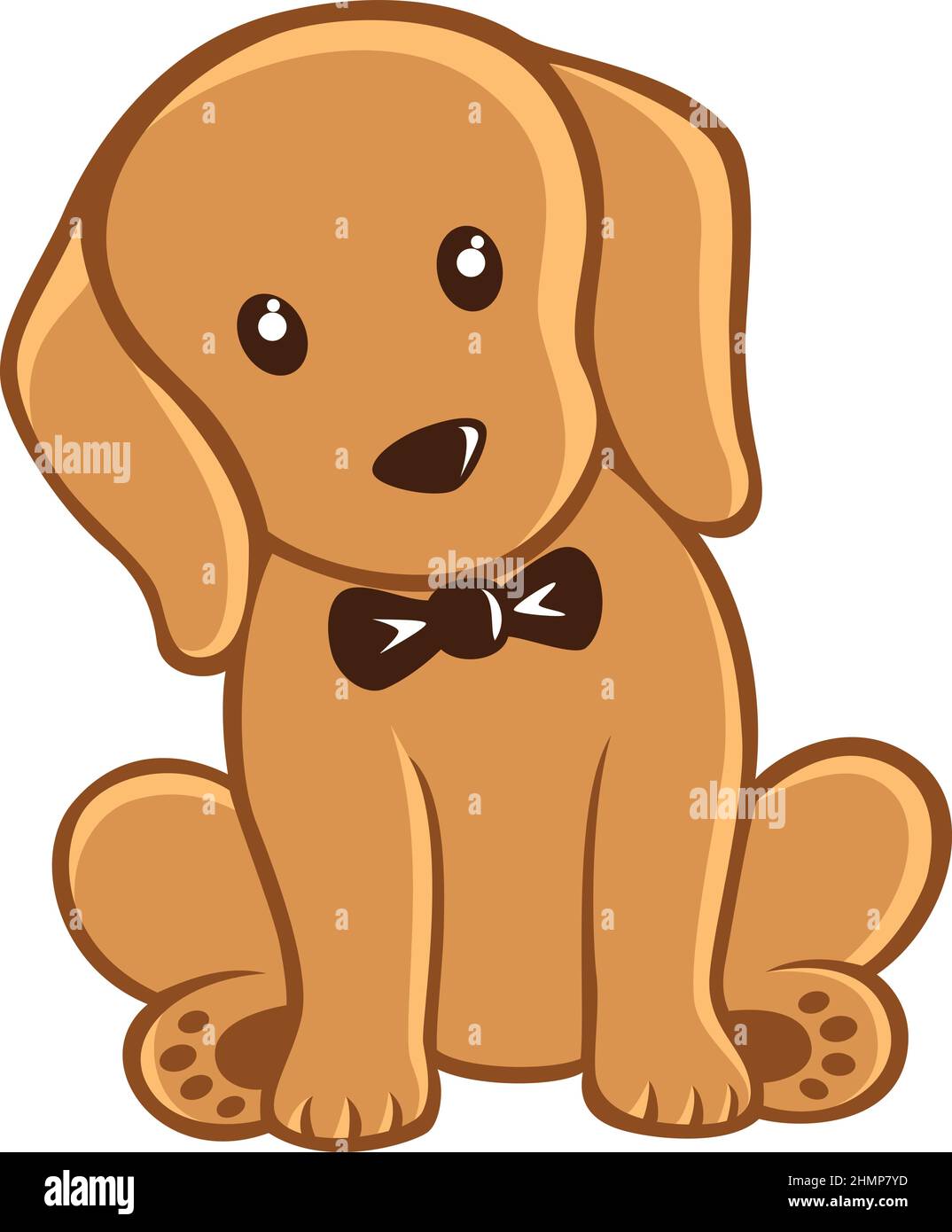 Simple Design of Puppy Sitting with Bow Tie Stock Vector Image & Art ...