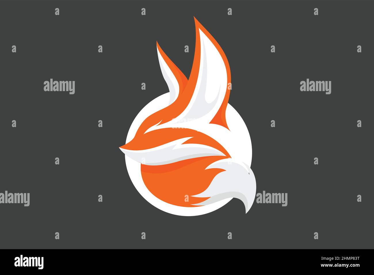 Fennec Fox Head with Flying Phoenix Negative Space Logo Design Stock Vector