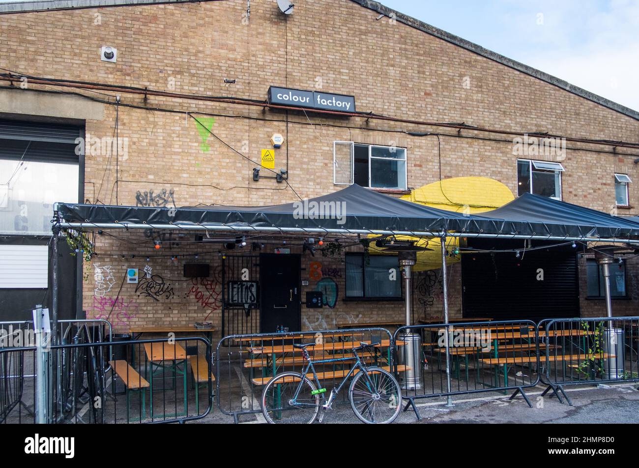 Front elevation of The Colour Factory, a Black owned clubbing and event space in Hackney Wick, East London Stock Photo