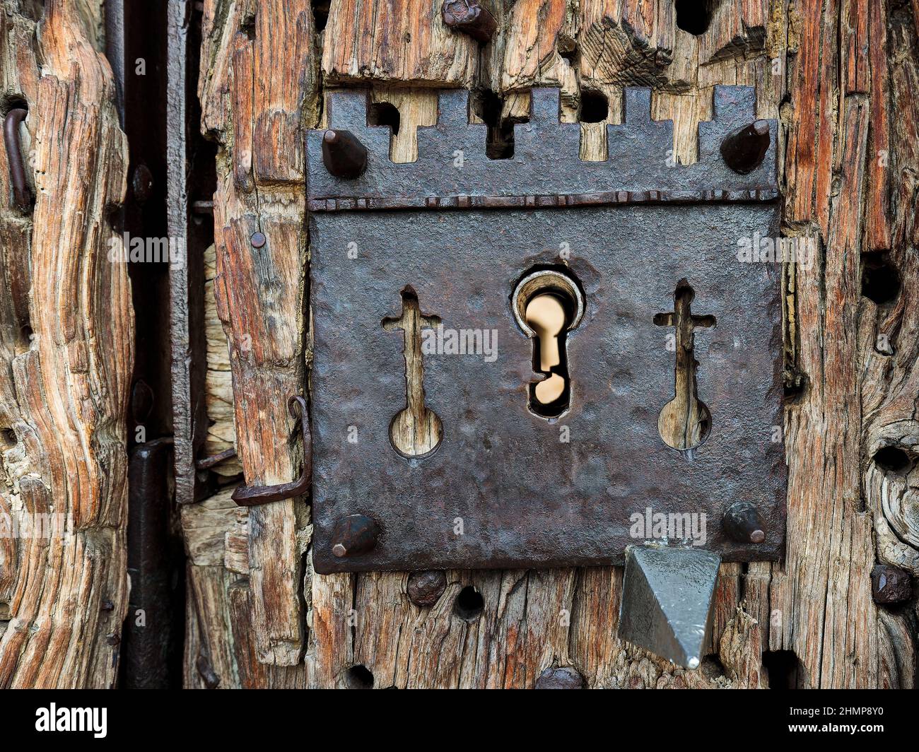 Antique door lock in the Pedraza castle. Segovia. Spain Stock Photo Alamy