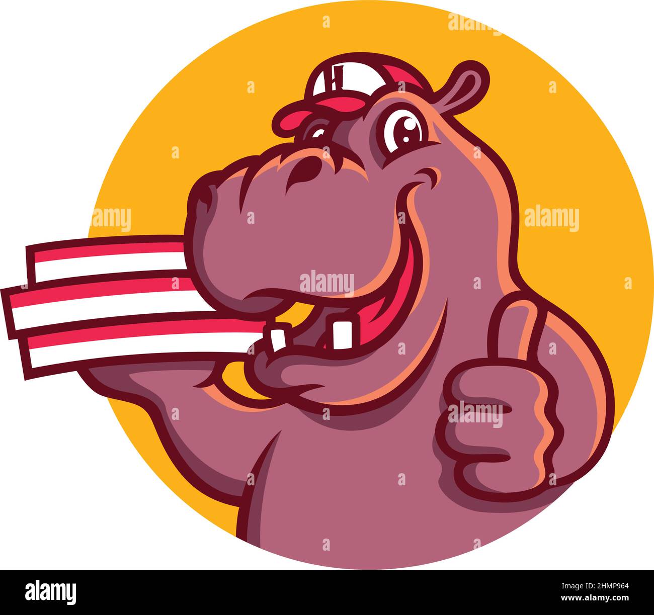 The Hippo with some Pizza Boxes Logo Vector Design Stock Vector