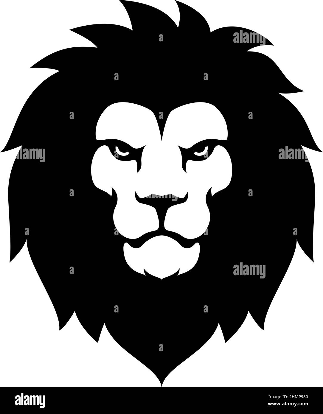 Simple Design of Serious Lion Head Stock Vector