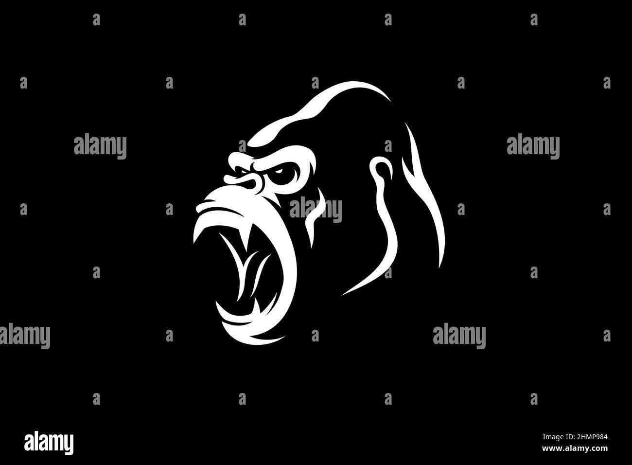 Head of Aggressive Gorilla Roaring Stock Vector