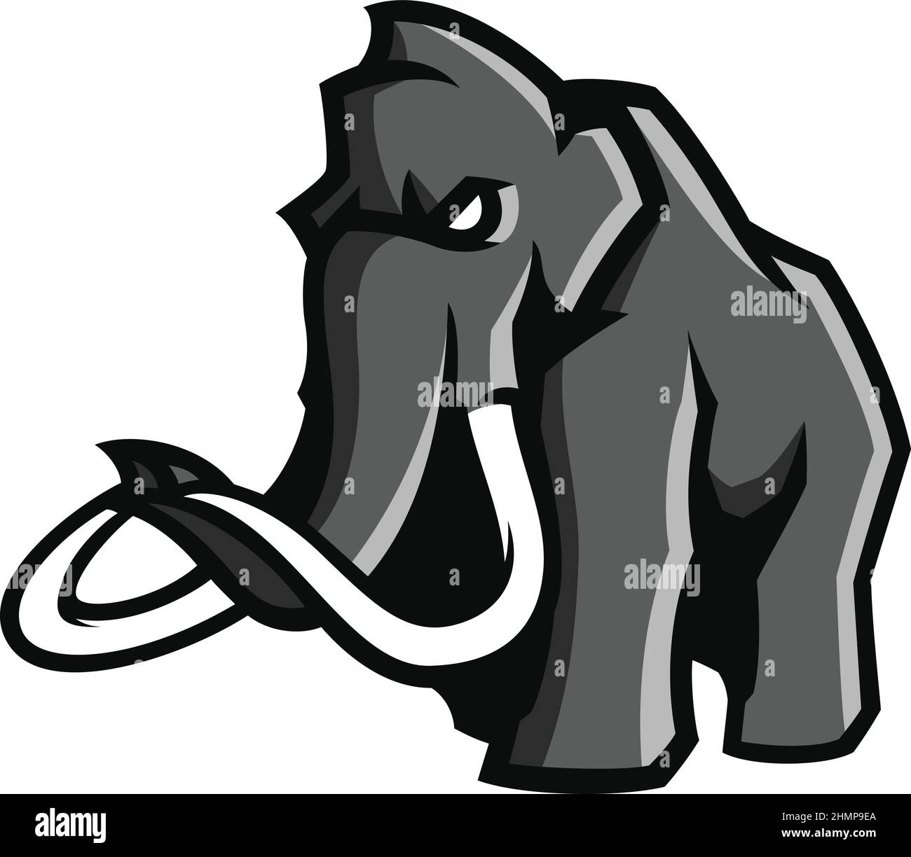 Edgy Design of Mammoth with Giant Ivory (Tusks) Stock Vector